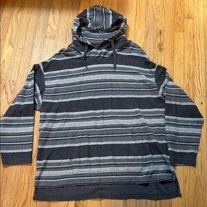American Eagle Outfitters Charcoal and Light Gray Striped Hoodie